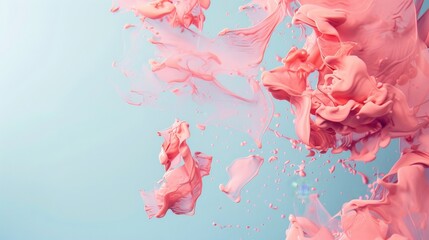 Leinwandbilder - This image features abstract pink fluid splashes against a light background, showcasing a dynamic and energetic burst of color and movement in an artistic composition.