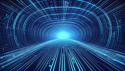 Wall Mural - abstract digital tunnel with glowing lines and particles. futuristic, technology, data, network, con
