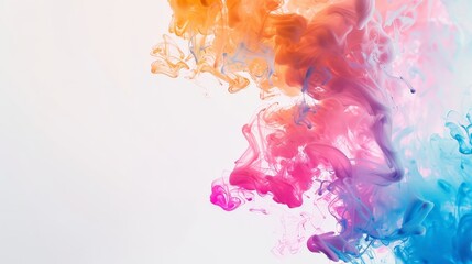 Aufkleber - A stunning display of swirling colors in water, blending shades of orange, pink, and blue, creating a mesmerizing visual effect with an abstract, vibrant design.