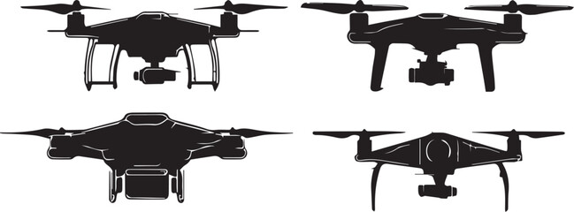 Set FPV Drone. Hand drawn vector illustration