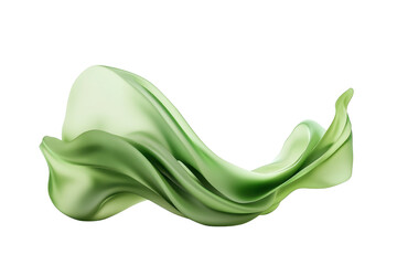 elegant green abstract wave made of smooth silk flowing gracefully on a transparent background. perf