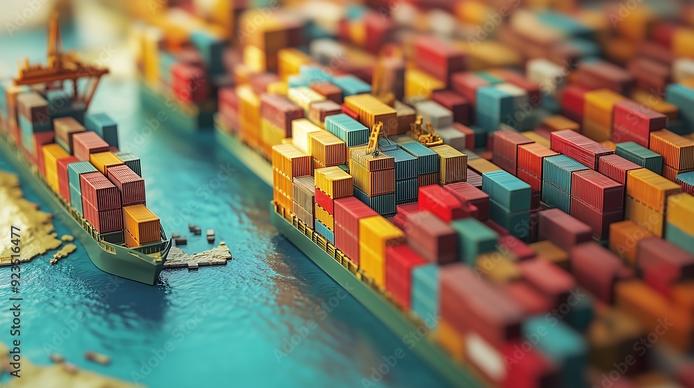 shipping containers on top of a map, Banner for logistics company ...