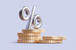 © Nadezhda - Interest rate and dividend concept. Percentage symbol on stack of coins. Interest rates continue to increase, return on stocks and mutual funds, long term investment for retirement. 3d rendered