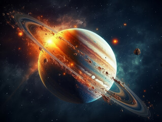 Wall Mural - excellent a breathtaking view of saturn and its majestic rings against the backdrop of the star