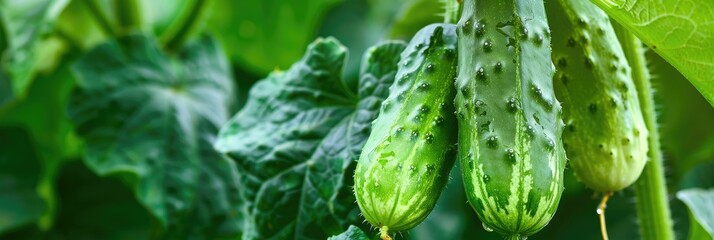 Wall Mural - Non-GMO Cucumber Grown in a Greenhouse Free from Nitrates