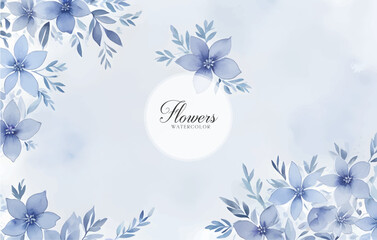 Watercolour Painting Of Colourful Flowers Background, Watercolor Dusty Blue Floral Clipart
