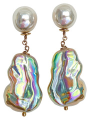 Canvas Print - PNG Elegant iridescent pearl drop earrings