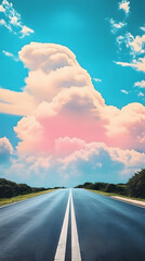 Wall Mural - Road sky landscape outdoors.