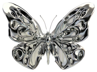 Sticker - PNG Futuristic metallic butterfly illustration