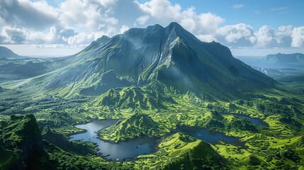 Mountain landscape Ponta Delgada island, Azores