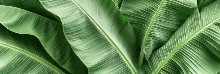 Seamless pattern background of fresh banana plant leaf