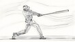 © Everything by Rachan - Continuous Line Drawing of Baseball Player Hitting Home Run in 3D Minimalist Art