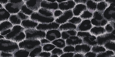 Black Leopard Skin Texture Pattern Vector. Seamless Animal Wildlife Skin Pattern. Leopard Fur Camouflage Background.