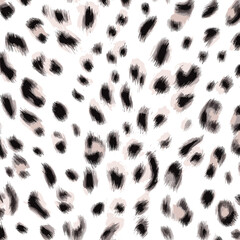 Wall Mural - White Leopard Skin Texture Pattern Vector. Seamless Animal Wildlife Skin Pattern. Leopard Fur Camouflage Background.