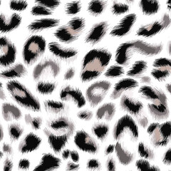 Wall Mural - White Leopard Skin Texture Pattern Vector. Seamless Animal Wildlife Skin Pattern. Leopard Fur Camouflage Background.