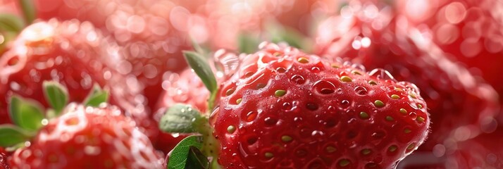 Fresh strawberry fruit closeup macro view