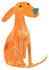 Poster - Whimsical orange dog illustration