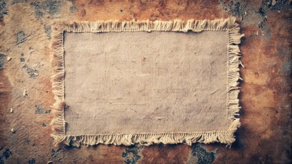 Rustic Brown Fabric with Frayed Edges on a Weathered Surface