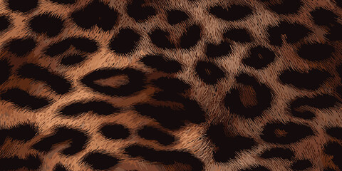 Wall Mural - Leopard Skin Texture Pattern Vector. Seamless Animal Wildlife Skin Pattern. Leopard Fur Camouflage Background.