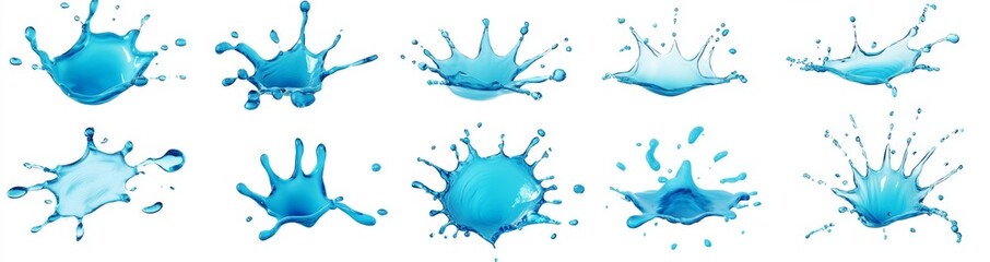 Wall Mural - Water drop splash set isolated on transparent background