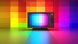 © Bundi - Television signal with colored graphic film, video display screen with color swatch TV for background.