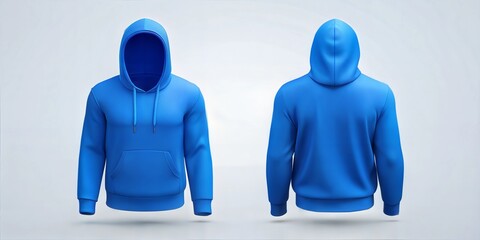 Wall Mural - blues Hoodie Showcase  back and front on White Backdrop, no logo, no text