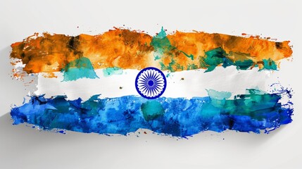 Vibrant Artistic Representation of the Indian Flag Celebrating India Independence Day with Splashes of Saffron, White, and Green