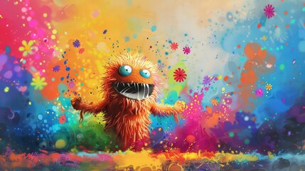 Cheerful Monster in a World of Colors