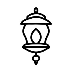 Wall Mural - Lantern Icon, Halloween Symbol, Outline Style, White Background