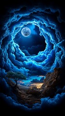 Wall Mural - earth in space background Lunar cave exploration underground moon tours 