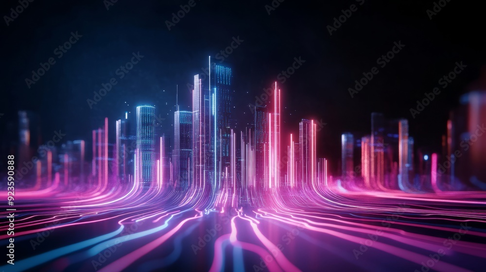 Neon Cityscape: A futuristic metropolis, illuminated by vibrant neon ...