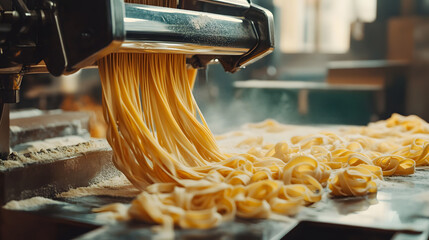 Wall Mural - Pasta making machine with fresh pasta noodles
