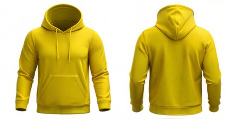 Wall Mural - Yellow Hoodie Showcase back and front on White Backdrop, no logo, no text