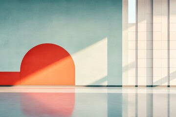 Wall Mural - a modern creative space with bold geometric shapes and soft natural light inviting inspiration and a