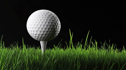 A white golf ball is sitting on a green grass field