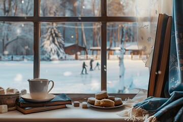 Wall Mural - Outdoor portrait enjoying, breathing fresh air enjoying snow in winter, Happy winter snow fun