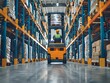© pavlofox - Warehouse worker operating a forklift to move pallets in a large storage facility during daytime