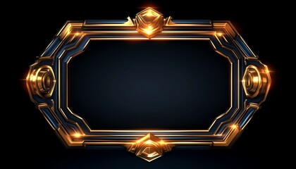 Golden and Blue Octagonal Frame with Glowing Edges