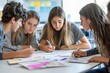 © kitipol - Students working together on a group project, brainstorming ideas and collaborating to achieve a common goal, with guidance from their teacher