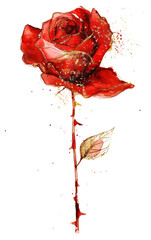 Sticker - PNG Elegant watercolor red rose illustration