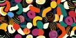 © thecreativesupplies - Licorice in various shapes and colors, some twisted, others straight, creating a vibrant display, seamless pattern