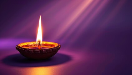 Wall Mural - A festive display of colorful clay oil lamps, or diya, lit during the Hindu festival Diwali.