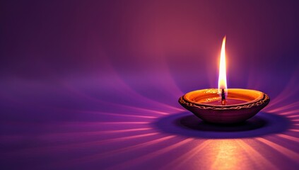 Wall Mural - A festive display of colorful clay oil lamps, or diya, lit during the Hindu festival Diwali.