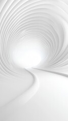 Wall Mural - A white spiral tunnel with a white path leading through it