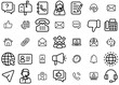 © Abagael - Set Of Contact Us Vector Symbols Apps, Websites Ui Designs Suitable For Support,Mail,Message,Chat,Communication Set Vector Flat Line Icons
