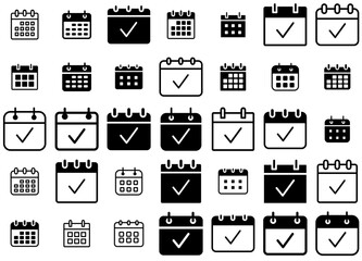 Set Of Linear Calendar Icons Web Header Banner Design Containing Calendar,Schedule,Wall,Date,Daily Outline Icons Collection. Simple Vector Illustration