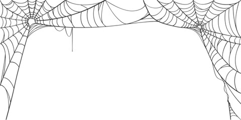 Wall Mural - halloween horizontal frame black cobweb on transparent background ilustration vector. halloween conc