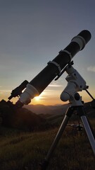 Wall Mural - Preparing for night sky observing with a astronomical telescope just before sunset.	
