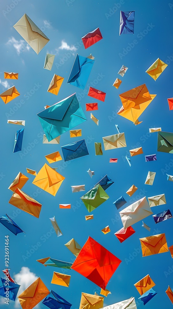 Floating Letters in a Blue Sky: Symbolizing Mailboxes, Good News, and ...
