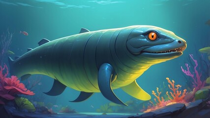 Wall Mural - eli the electric eel an eel with electrical powers who game concept cartoon